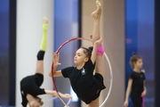 Valeria Medvedeva during exercise with a hoop