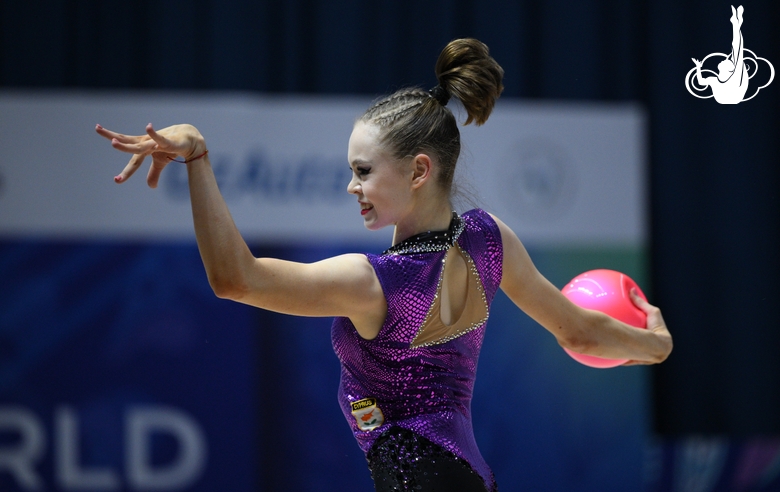 Vera Tugolukova during an exercise with ball