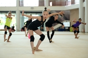 Gymnasts at a dance class during the recovery camp at the Academy