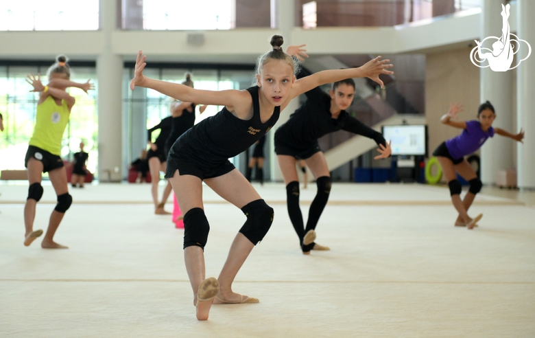Gymnasts at a dance class during the recovery camp at the Academy