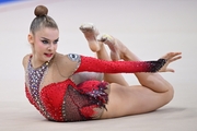 Darya Grokhotova during an exercise with a ball