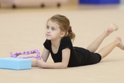 Young gymnasts during training