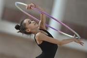 Valeria Medvedeva  during an exercise with a hoop at training