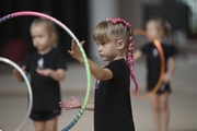 Young gymnasts during training