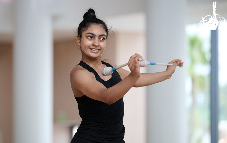 Gymnast Kimaya Karle during training