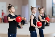 Academy junior group gymnasts during a class with Kirill Barkan, choreographer of the Russian national team