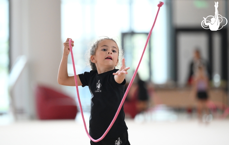 A young gymnast during training