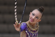 Participant does an exercise with a hoop