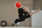 Eva Chugunova during an exercise with a ball