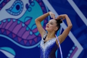 Mariia Borisova after an exercise with hoop