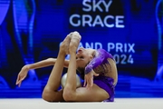 Gymnast during an exercise with a ball