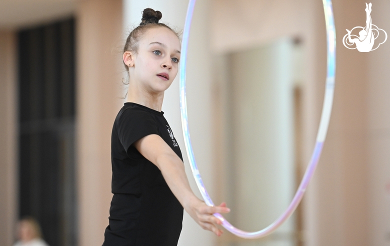 Miroslava Monina during an exercise with a hoop