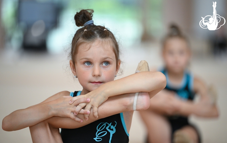 A young gymnast during the training session