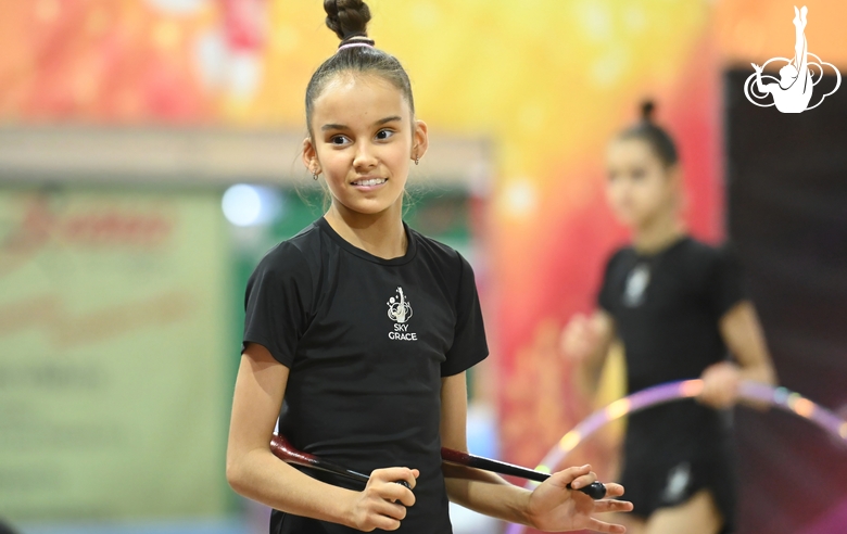 Eva Chugunova at floor testing ahead of the competition