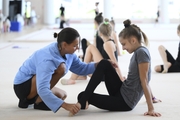 Academy choreographer Ekaterina Belova with Jimena Dominguez during class