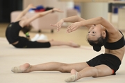 Chinese gymnasts stretching