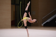 Karolina Tarasova during an exercise with a jump rope at a control training session