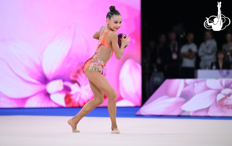 Sofia Ilteryakova during an exercise with a ball