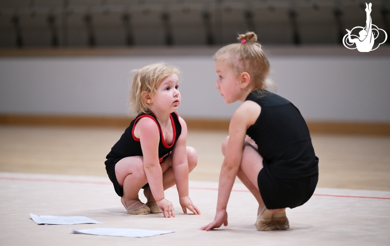 Young gymnasts during the selection process