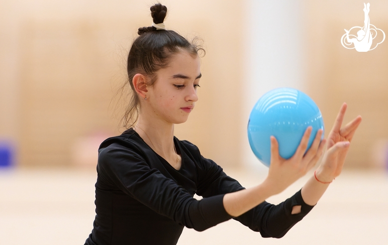 Anna Vakulenko during an exercise with a ball