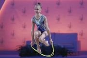 Kristina Voitenko  during an exercise with a jump rope