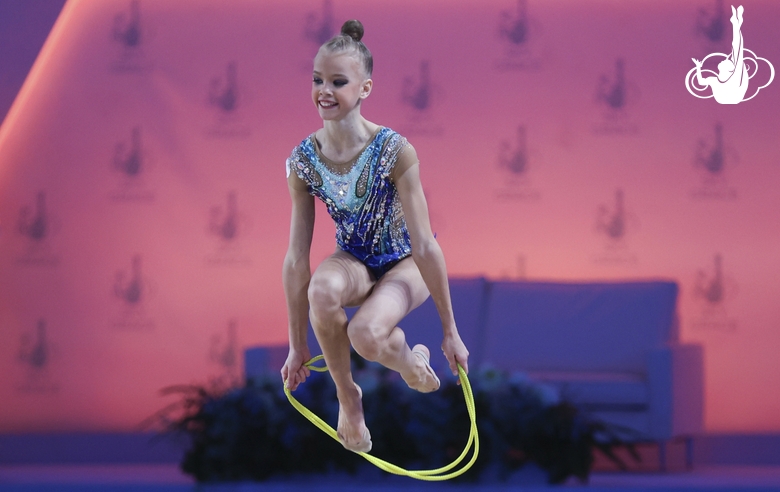 Kristina Voitenko  during an exercise with a jump rope