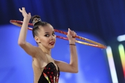 Mariia Borisova during an exercise with a hoop