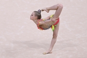 Young gymnast in a low ring during a performance