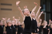 Young gymnasts during rehearsal of the competition opening