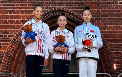 The awards ceremony for the all-around and team competitions went at the Russia-China Youth Games