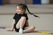 A young gymnast during the workout