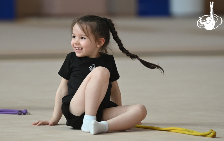 A young gymnast during the workout