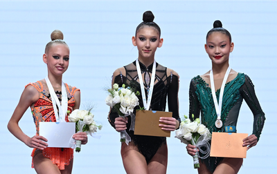 Nikole Rimarachin Diaz won the gold medal in the ball event at the Sky Grace Cup International Tournament and Beijing Top Open 2025