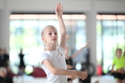 A gymnast during a dance class at the training camp in the Academy