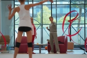 Olympic champion Alina Kabaeva during a group team gymnasts training session