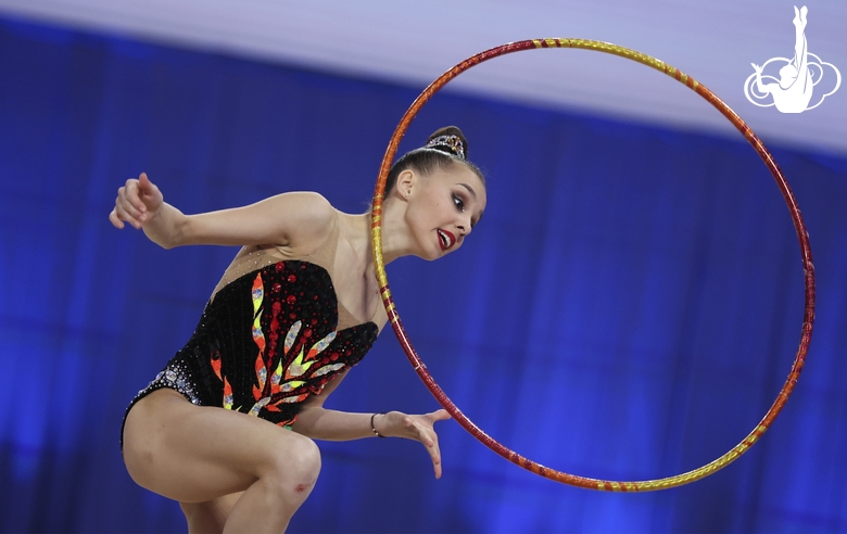 Mariia Borisova during an exercise with a hoop