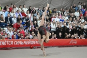 Gymnast during an exercise with a hoop