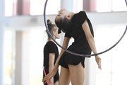 Anna Vakulenko during an exercise with a hoop during training at the Academy