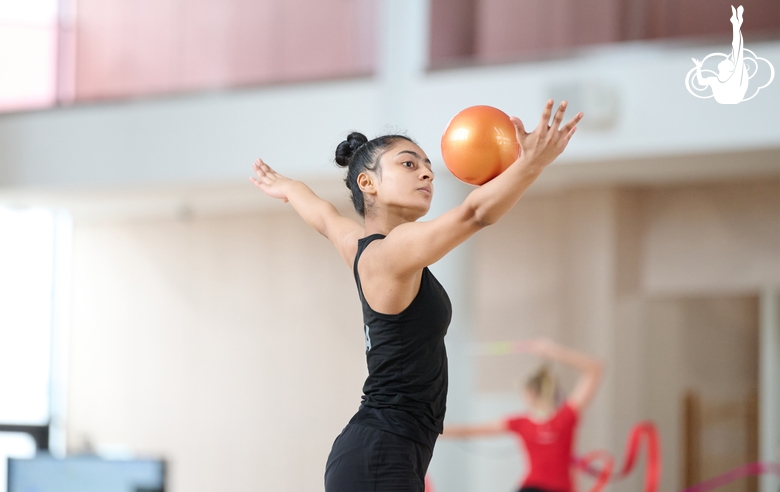 Gymnast Kimaya Karle during training