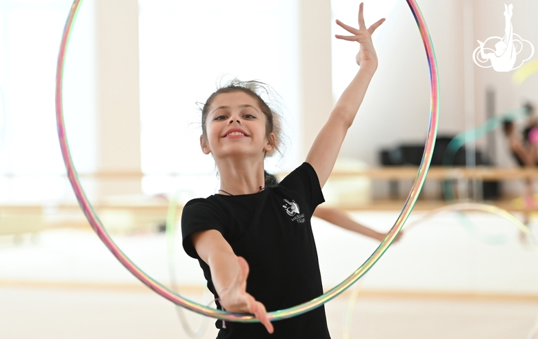 Karolina Tarasova during exercise with a hoop