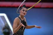 Alina Harnasko during the hoop exercise