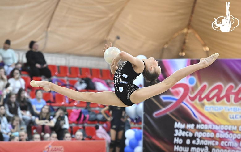 Miroslava Monina during an exercise with a ball