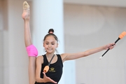 Valeria Medvedeva during an exercise with clubs