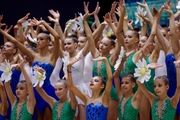 Gymnasts during the opening ceremony of the Sky Grace Grand Prix  tournament