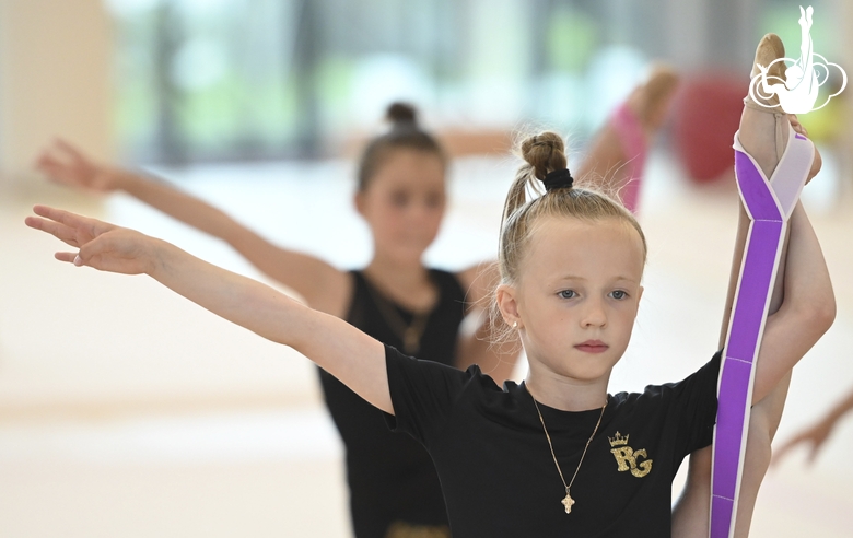 Gymnasts from Belgorod while stretching