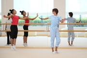 Gymnast Kimaya Karle and choreographer Ekaterina Belova during a class