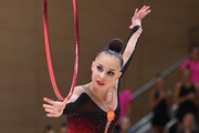 Mariia Borisova during an exercise with a hoop