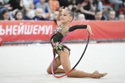 Sabina Samatova during an exercise with a hoop