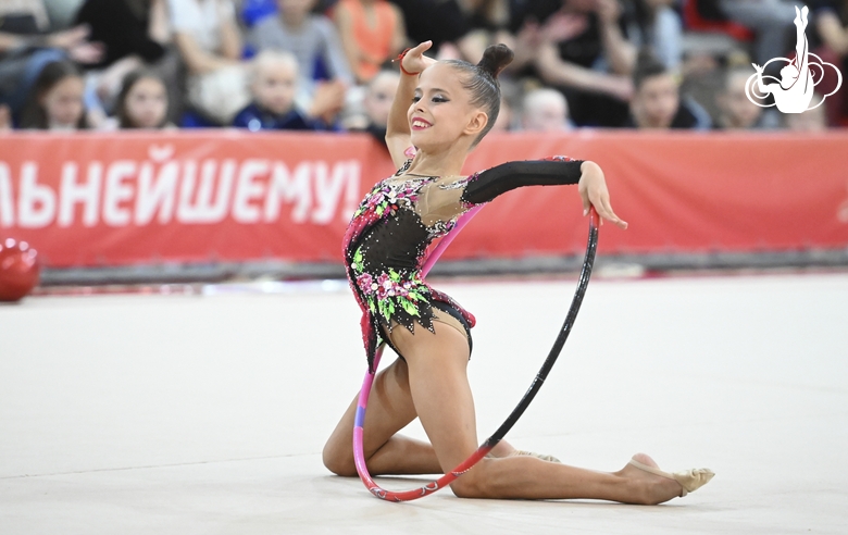 Sabina Samatova during an exercise with a hoop