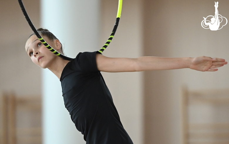 Gymnast from Belgorod during exercise with a hoop